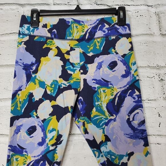 Aerie Hi Rise Navy Floral Print Leggings Medium - Picture 2 of 8